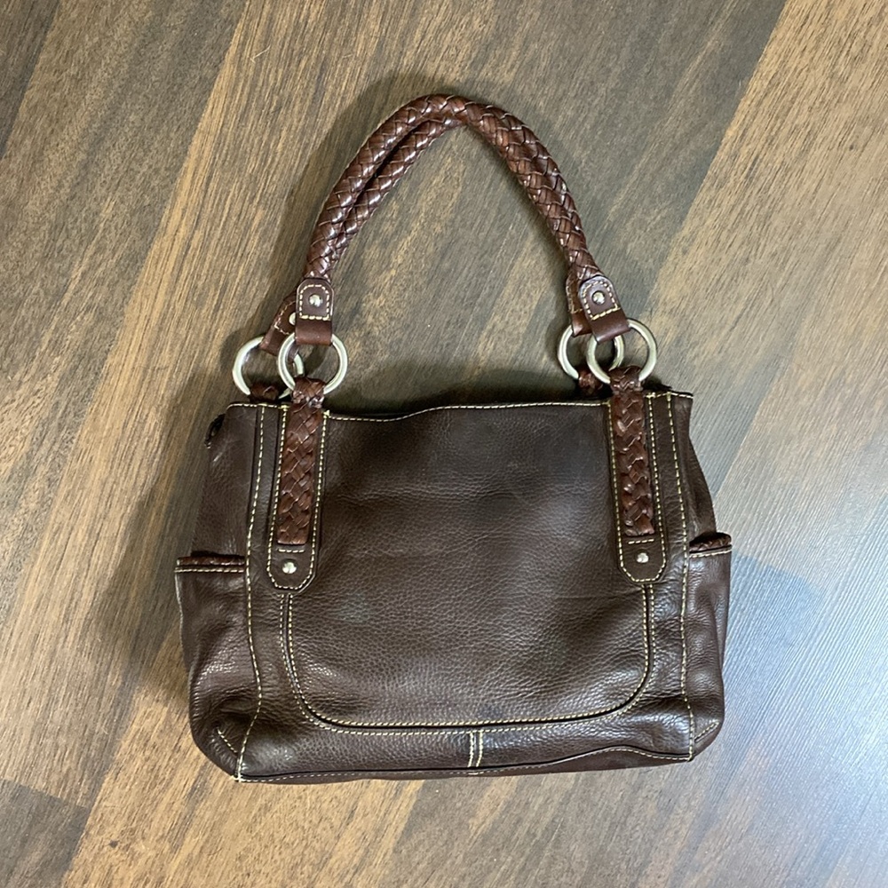 Fossil Vintage Dark Brown Braided Handles Shoulder Bag - Picture 3 of 16